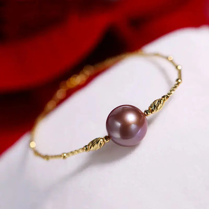 LOVCIA Purple Freshwater Symphony Pearl Bracelet for Women - Elegant 18K Gold Bracelet Jewelry-Bracelets-LOVCIA