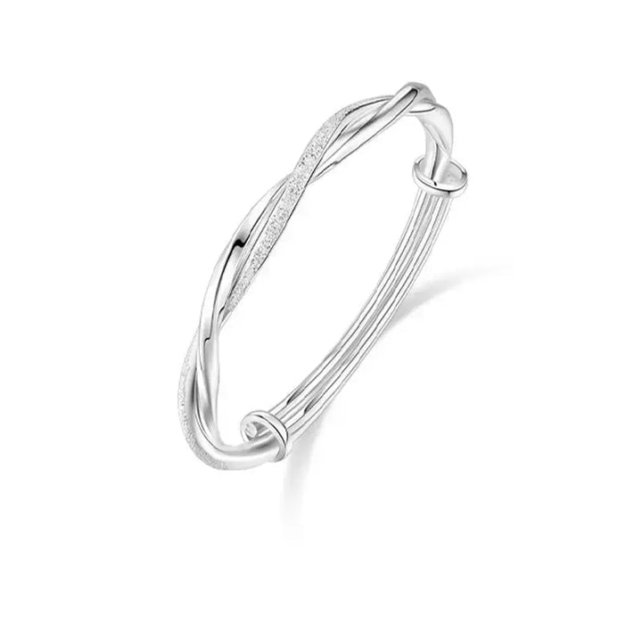 LOVCIA Women's Twisted Silver Bangle Bracelet - Modern and Stylish Fashion Jewelry-Bracelets-LOVCIA