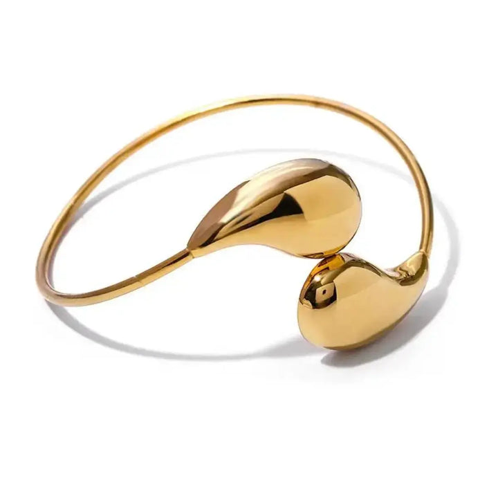 LOVCIA 18K Gold Plated Adjustable Stainless Steel Water Drop Cuff Bracelet - Waterproof & Hypoallergenic Bangle for Women-Bracelets-LOVCIA