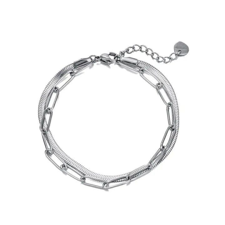 LOVCIA Stainless Steel Snake Chain and Link Bracelet Set for Women - Adjustable Bracelet-Bracelets-LOVCIA