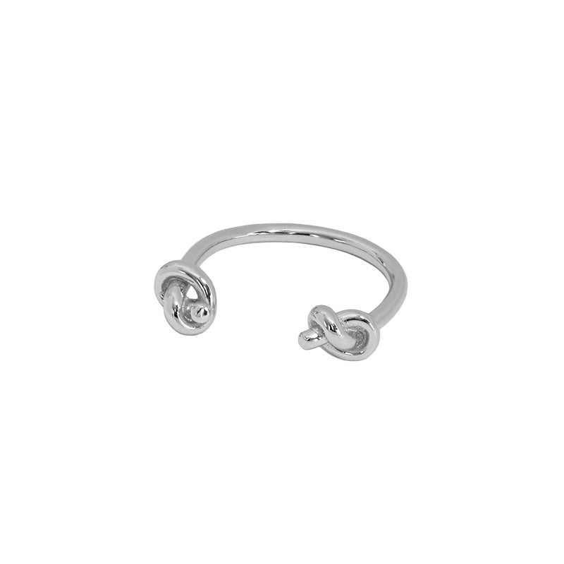 Lovcia Knot Ring 925 Sterling Silver Adjustable Gold Plated-Rings-A Rhodium-