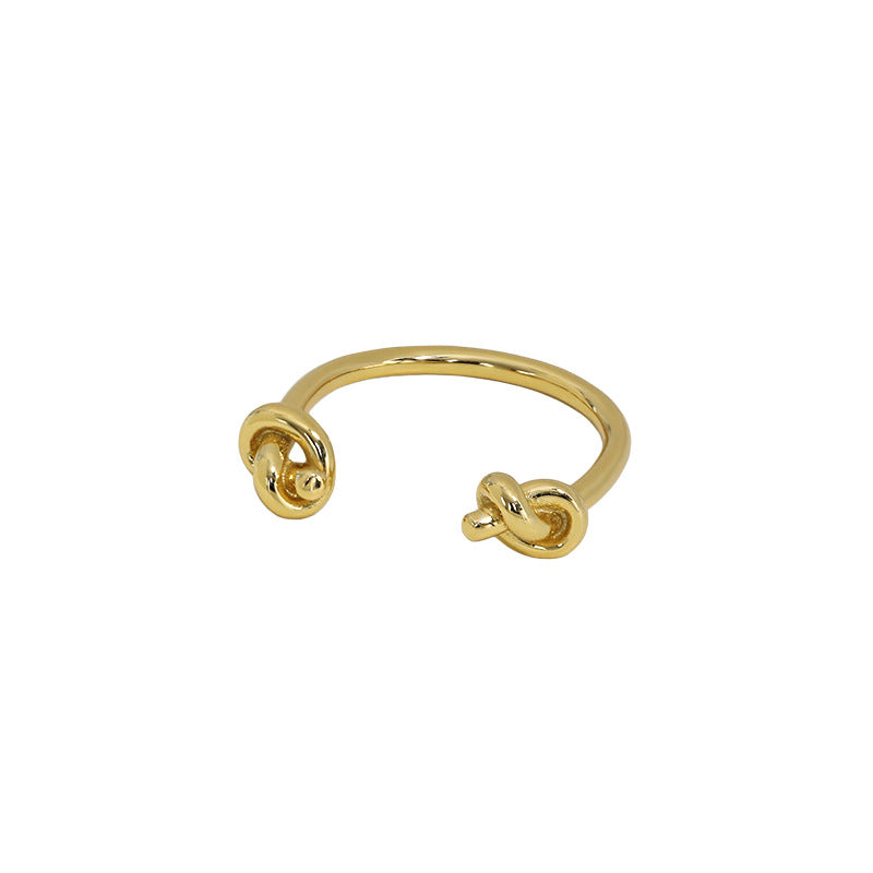 Lovcia Knot Ring 925 Sterling Silver Adjustable Gold Plated-Rings-A Yellow Gold-