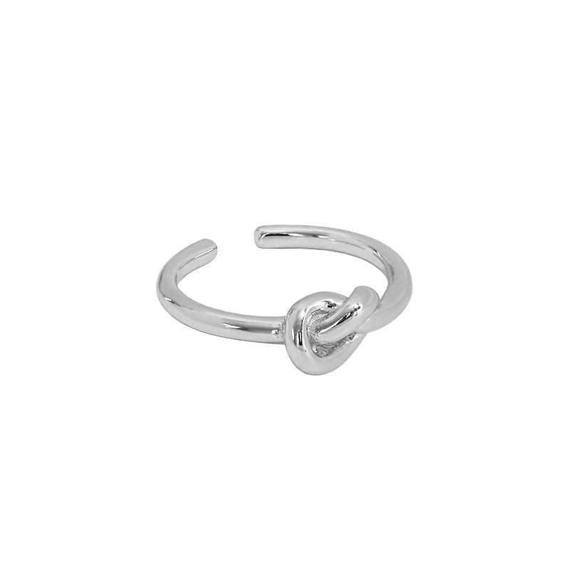Lovcia Knot Ring 925 Sterling Silver Adjustable Gold Plated-Rings-B Rhodium-
