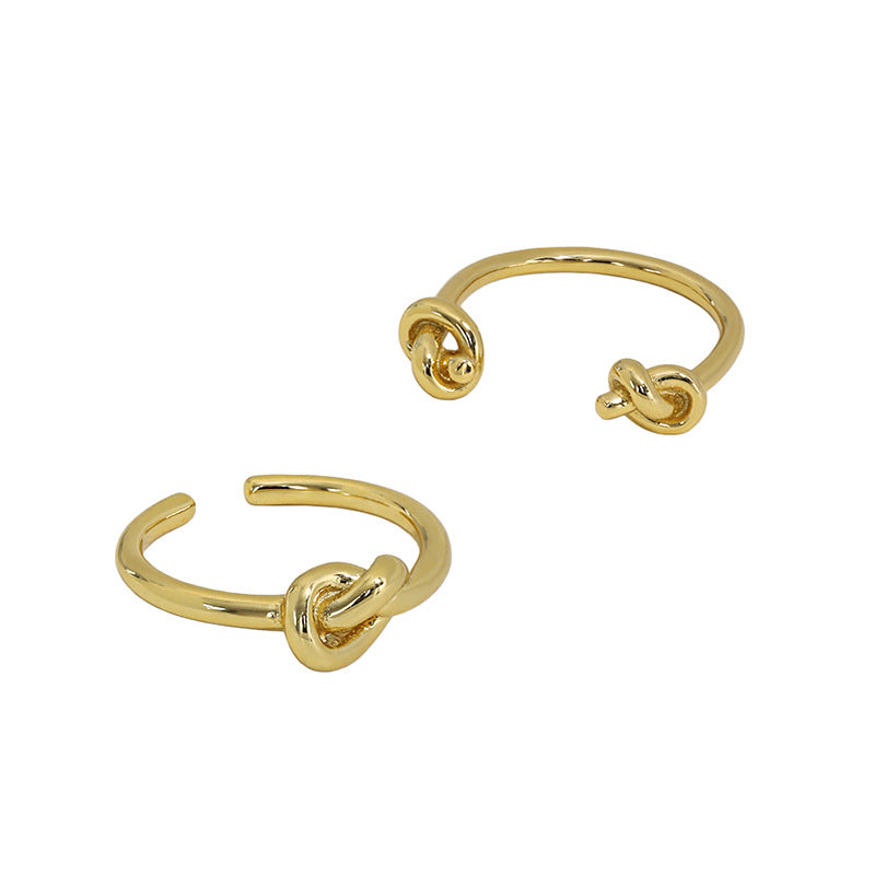 Lovcia Knot Ring 925 Sterling Silver Adjustable Gold Plated-Rings-B Yellow Gold-