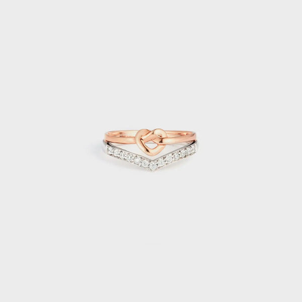 Lovcia Knotted Heart Shape Inlaid Zircon Ring-Rings-Silver-6-Silver