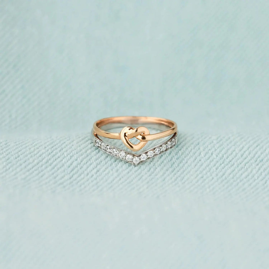 Lovcia Knotted Heart Shape Inlaid Zircon Ring-Rings-Silver-6-Silver