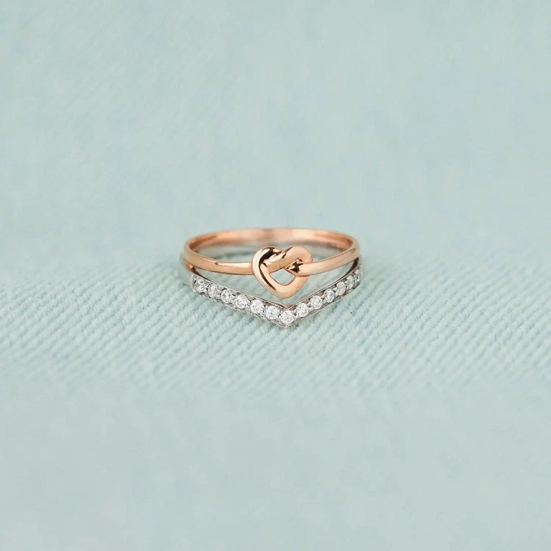 Lovcia Knotted Heart Shape Inlaid Zircon Ring-Rings-Silver-6-Silver