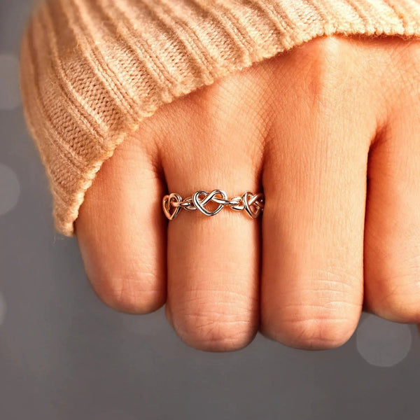Lovcia Knotted Hearts 925 Sterling Silver Open Ring-Rings-Silver-7-Silver