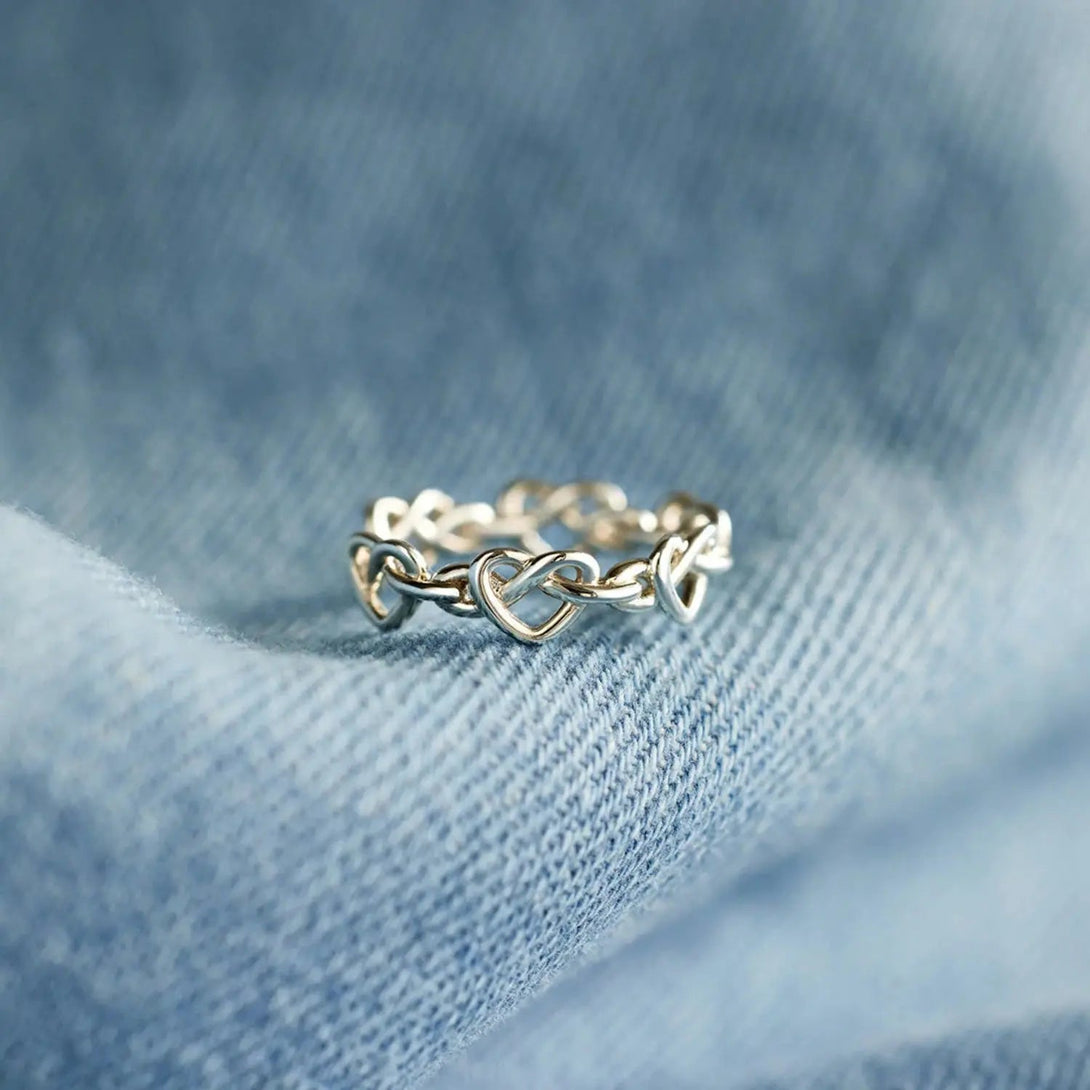 Lovcia Knotted Hearts 925 Sterling Silver Open Ring-Rings-Silver-7-Silver
