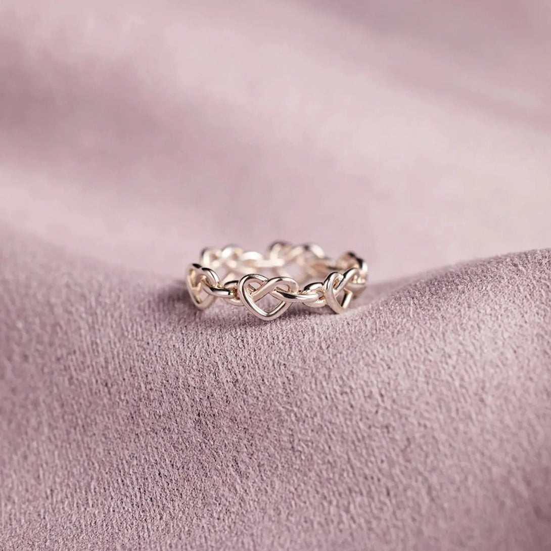 Lovcia Knotted Hearts 925 Sterling Silver Open Ring-Rings-Silver-7-Silver