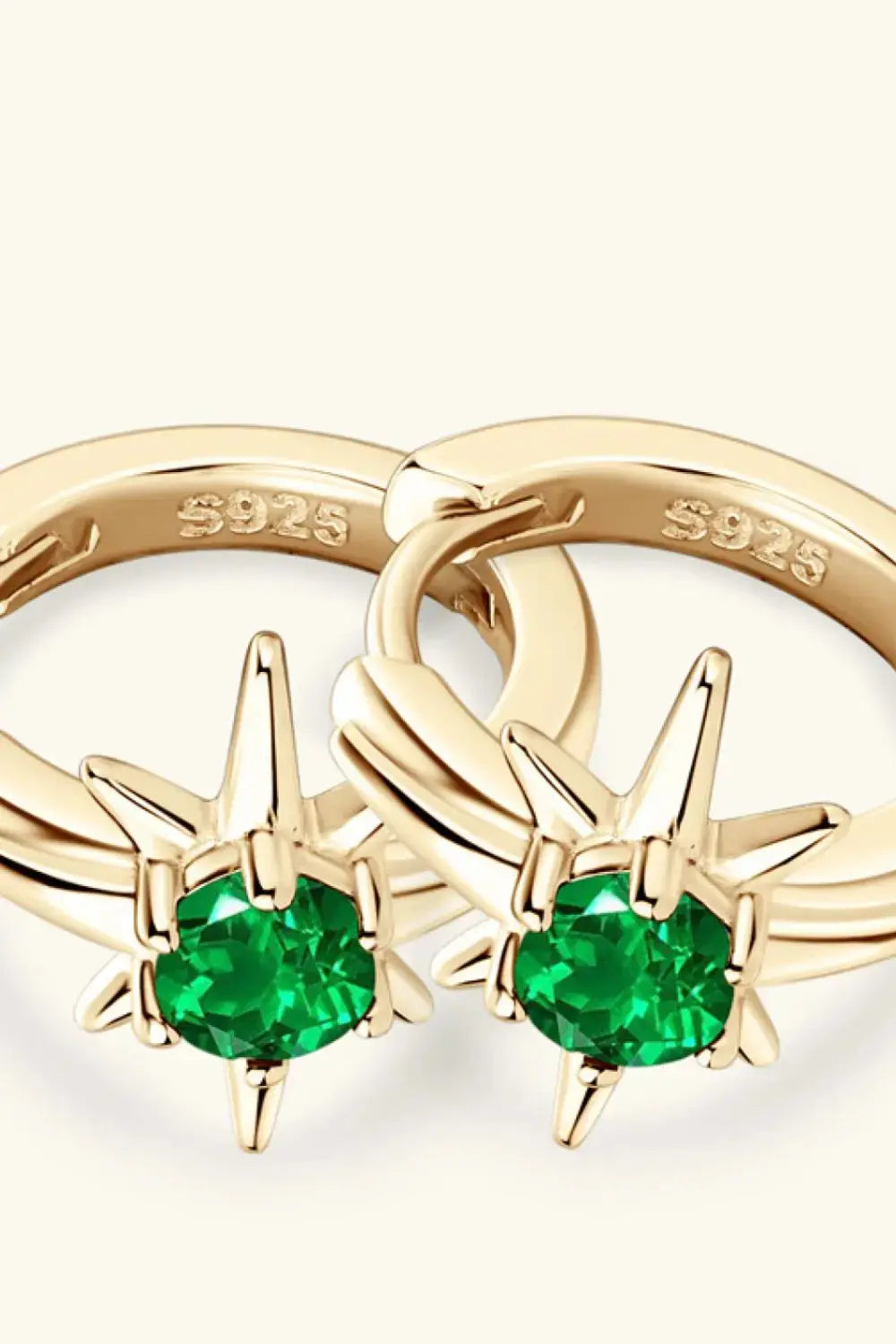 Lovcia Lab-Grown Emerald Huggie Earrings-Earrings-Gold-One Size-Gold