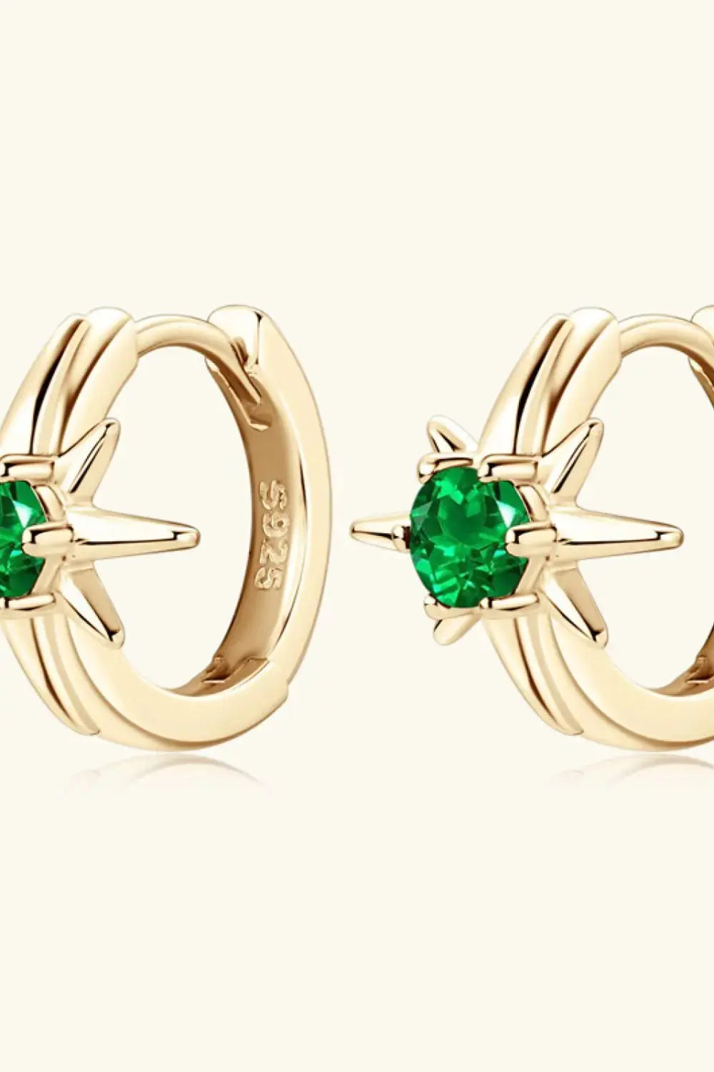 Lovcia Lab-Grown Emerald Huggie Earrings-Earrings-Gold-One Size-Gold