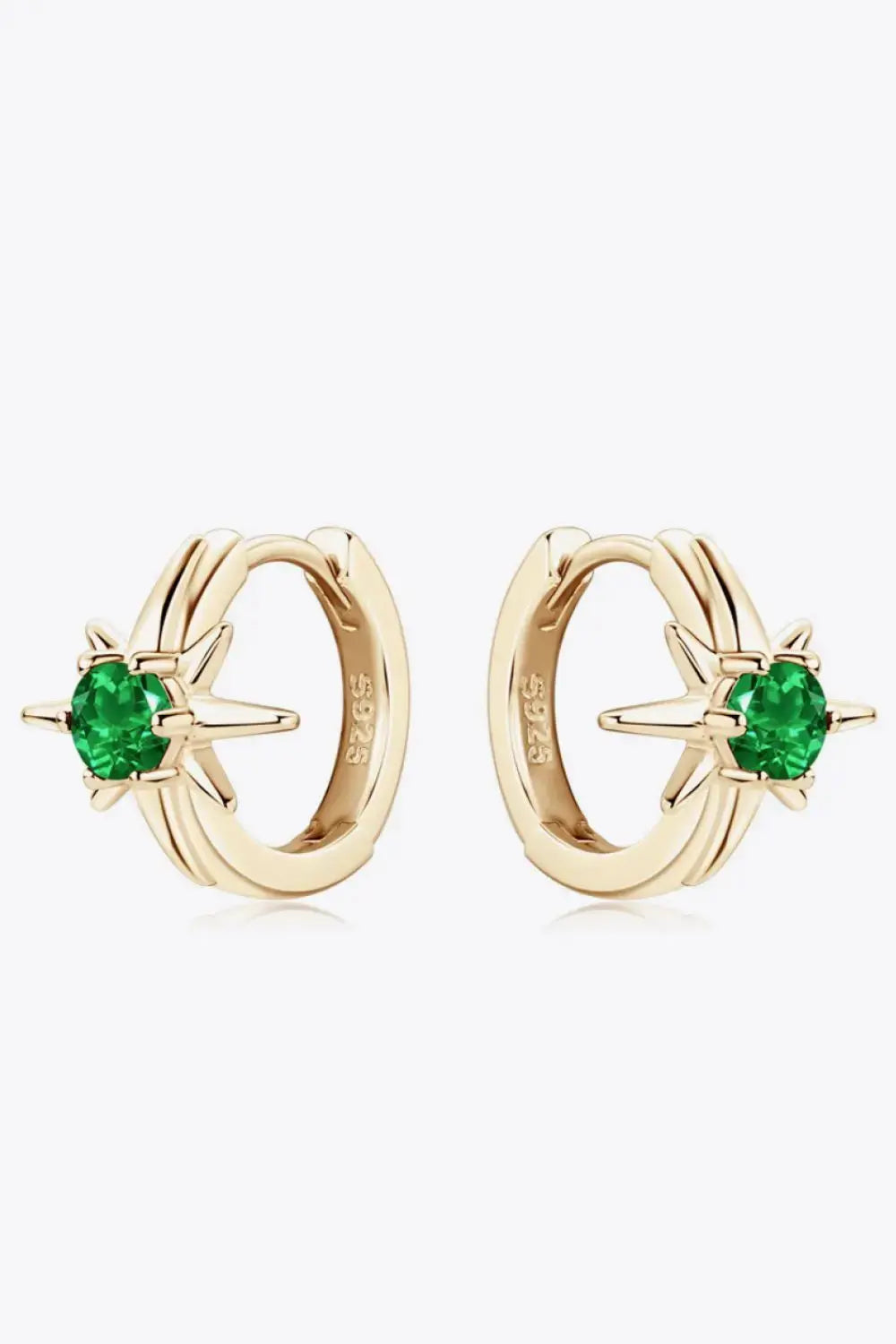 Lovcia Lab-Grown Emerald Huggie Earrings-Earrings-Gold-One Size-Gold