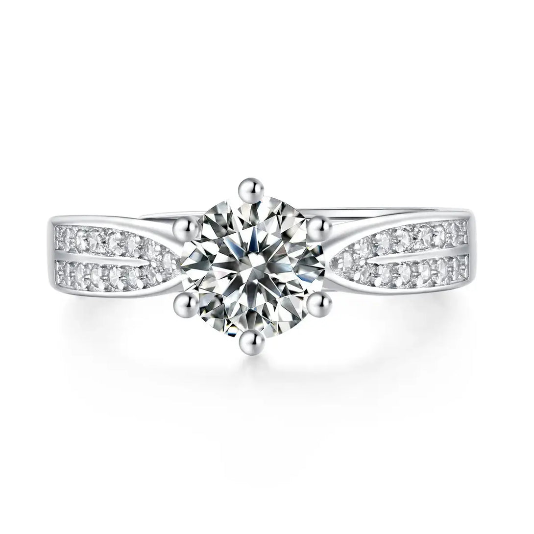 Lovcia Lady 1ct Six Claw Moissanite CZ 925 Sterling Silver Adjustable Ring-Rings-1 ct ( Certificate Included )-1 ct ( Certificate Included )