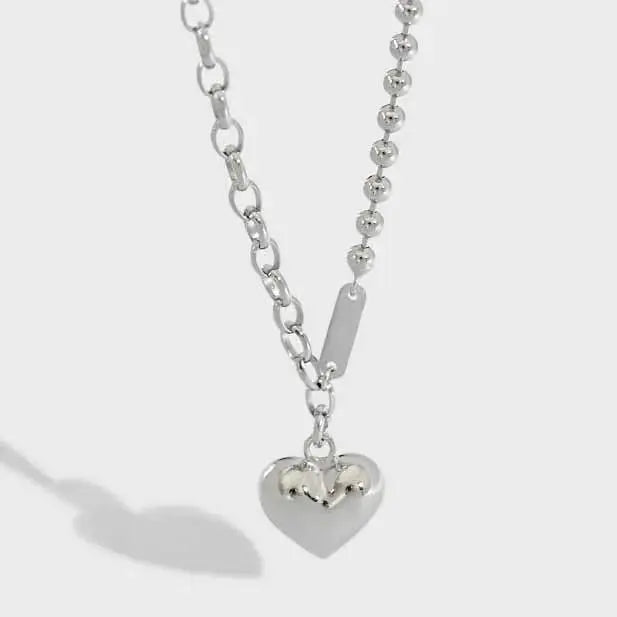 Lovcia Lady Heart 925 Sterling Silver Necklace-Necklaces-Silver-Silver