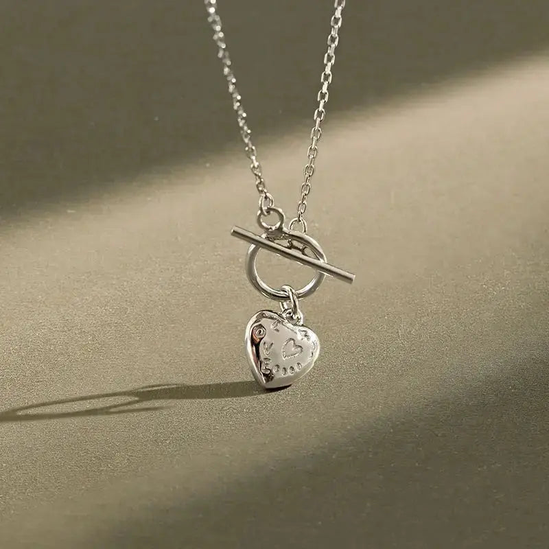 Lovcia Lady Love Letters Heart 925 Sterling Silver Necklace-Necklaces-