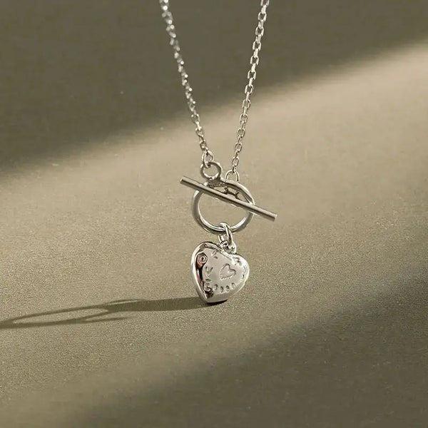 Lovcia Lady Love Letters Heart 925 Sterling Silver Necklace-Necklaces-