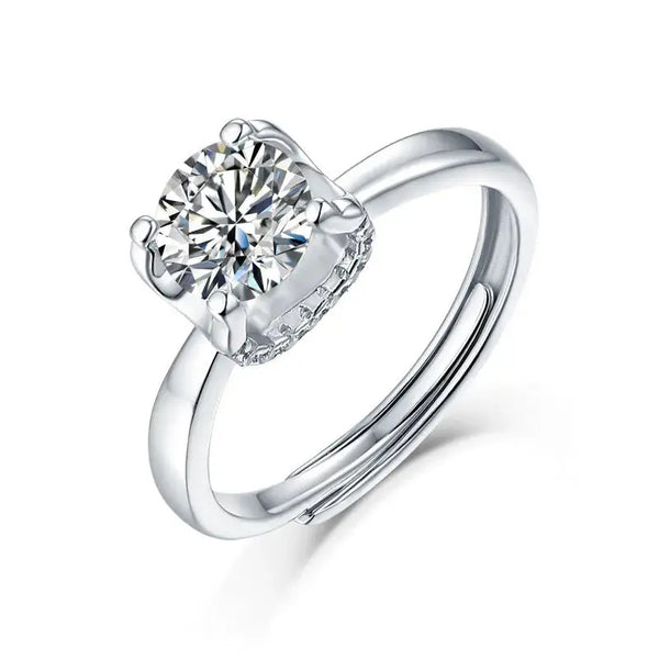 Lovcia Lady Square Moissanite CZ 925 Sterling Silver Adjustable Ring-Rings-0.5 Carat (Certificate Included)-0.5 Carat (Certificate Included)