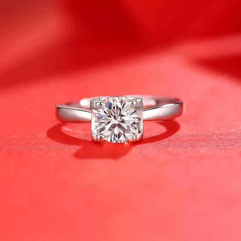 Lovcia Lady Square Moissanite CZ 925 Sterling Silver Adjustable Ring-Rings-0.5 Carat (Certificate Included)-0.5 Carat (Certificate Included)