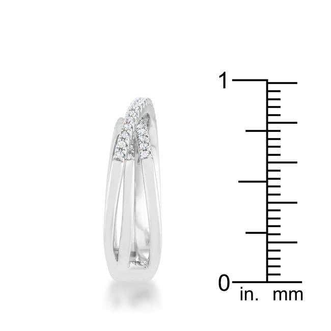 Lovcia Laurie Contemporary Trio Band Ring with 0.2ct CZ and Rhodium Finish-Rings-5-5