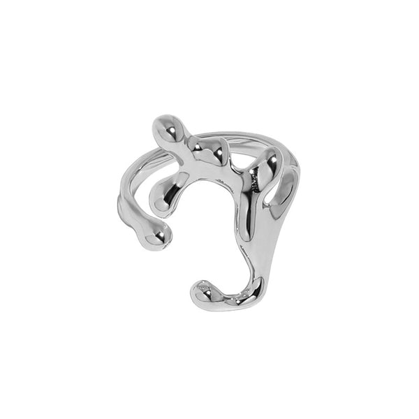 Lovcia Lava Flame 925 Sterling Silver Adjustable Ring-Rings-Rhodium-Rhodium