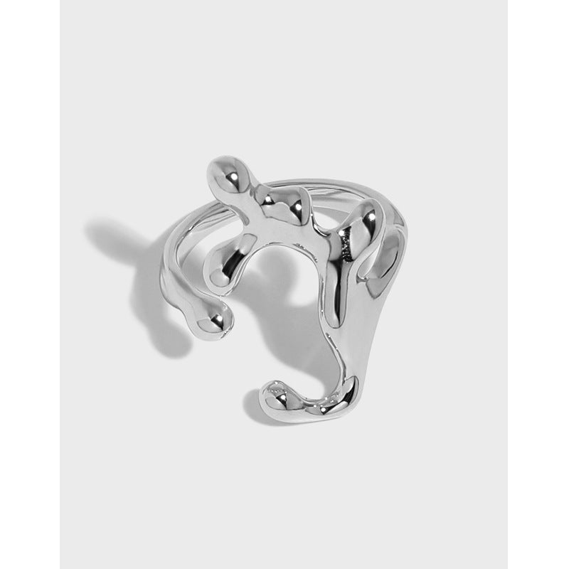 Lovcia Lava Flame 925 Sterling Silver Adjustable Ring-Rings-Rhodium-Rhodium