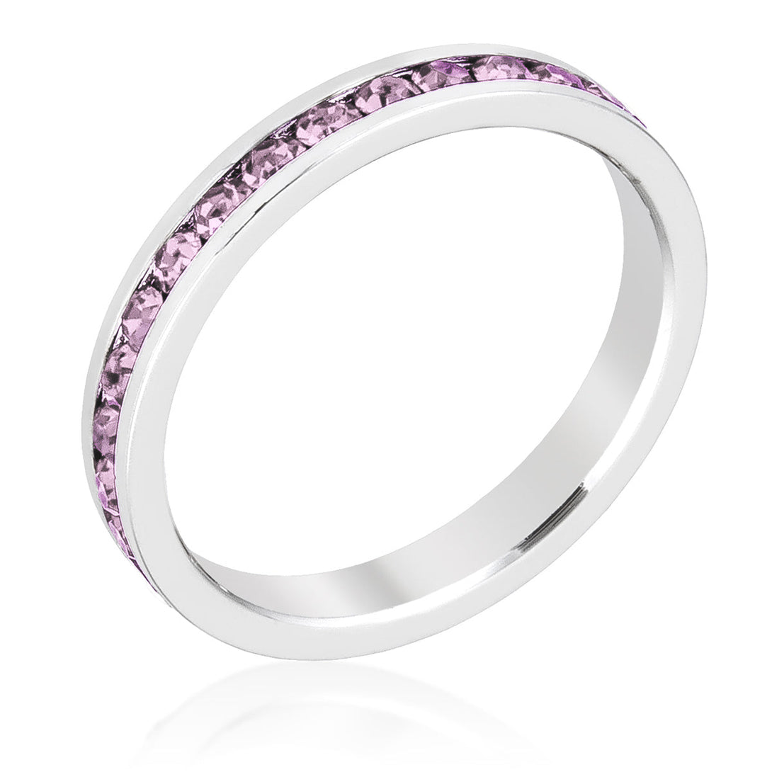 Lovcia Lavender Crystal Eternity Band with Rhodium Plating-Rings-5-5