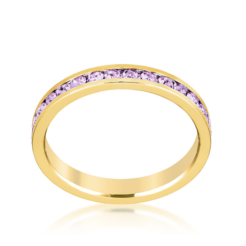 Lovcia Lavender Crystal Gold Plated Eternity Stacker Ring-Rings-5-5