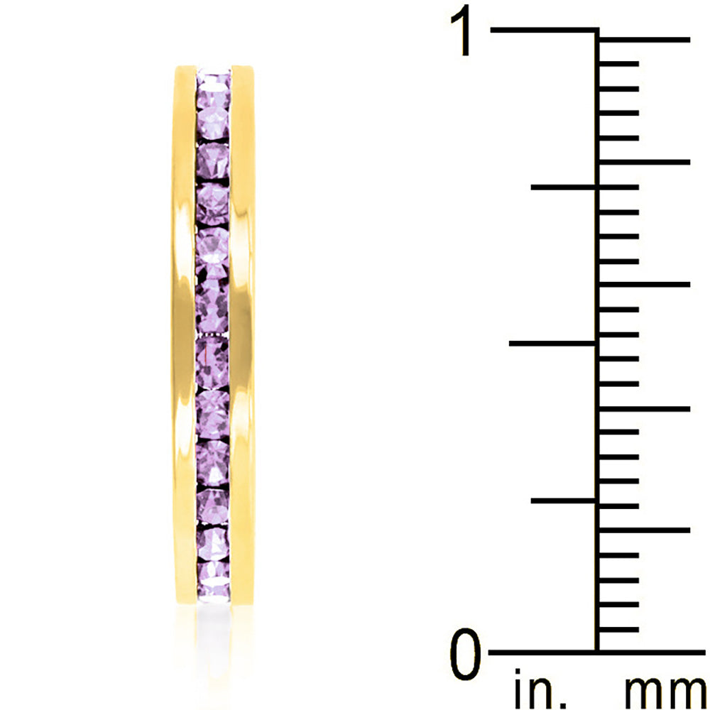 Lovcia Lavender Crystal Gold Plated Eternity Stacker Ring-Rings-5-5