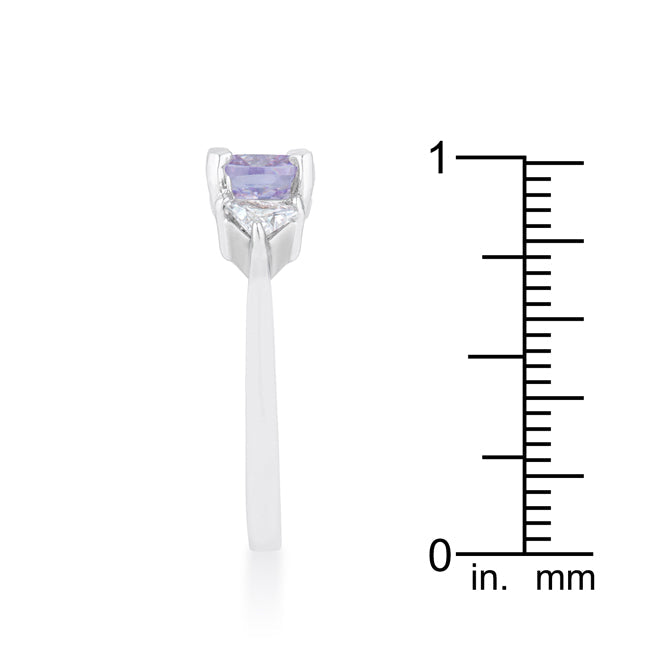 Lovcia Lavender Cushion Cut Engagement Ring with Trillion Accents in Rhodium-Rings-5-5