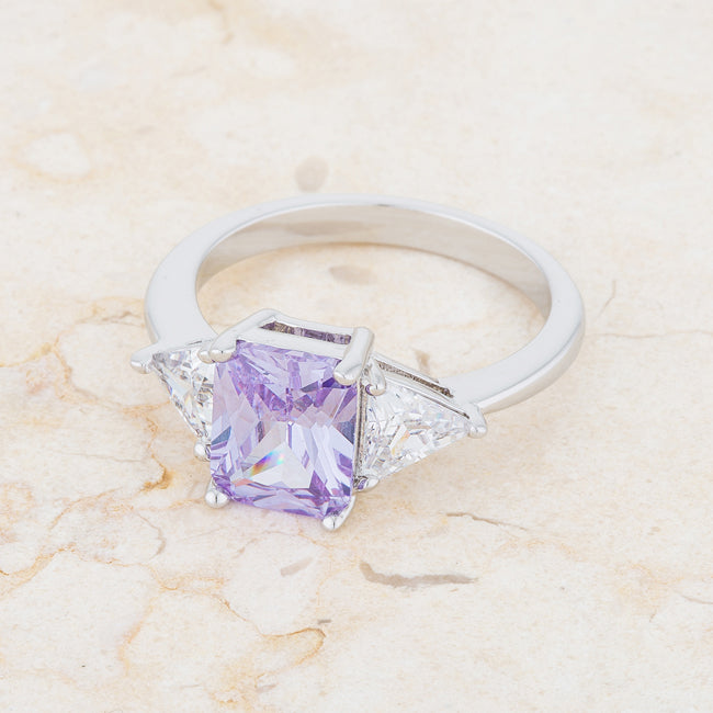 Lovcia Lavender Radiant Cut White Gold Rhodium Engagement Ring-Rings-5-5