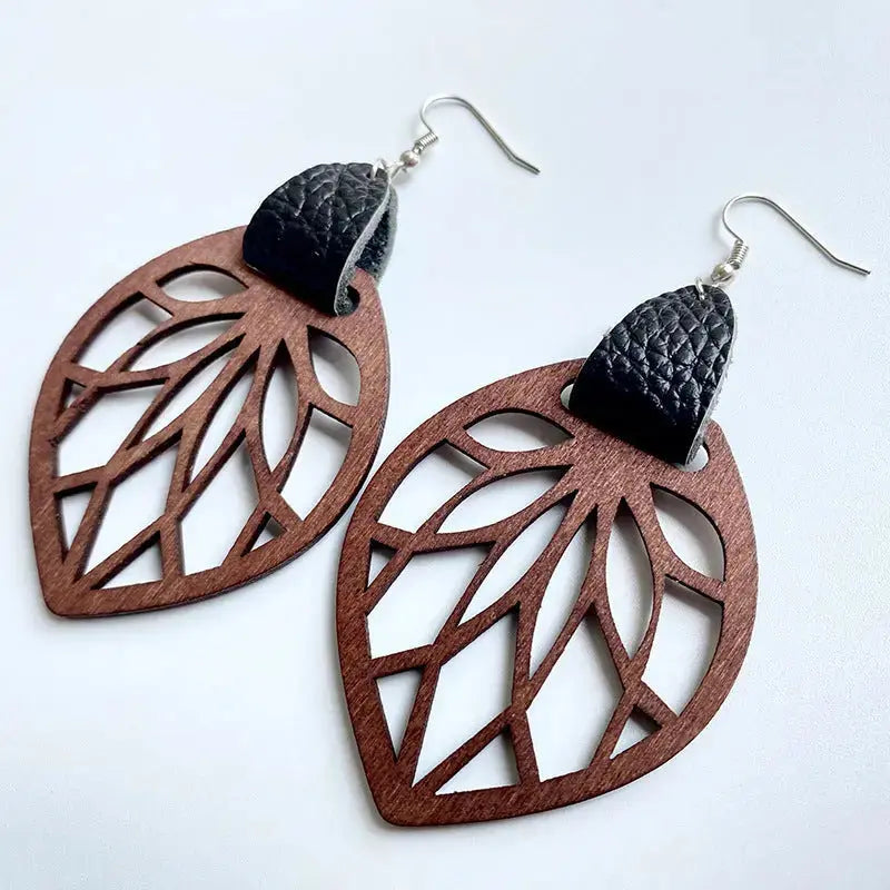 Lovcia Leaf Drop Earrings-Earrings-Black-One Size-Black