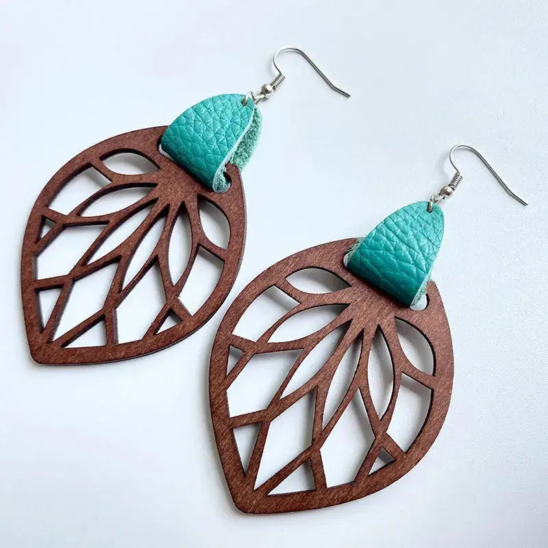 Lovcia Leaf Drop Earrings-Earrings-Turquoise-One Size-Turquoise