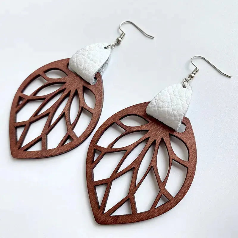 Lovcia Leaf Drop Earrings-Earrings-White-One Size-White