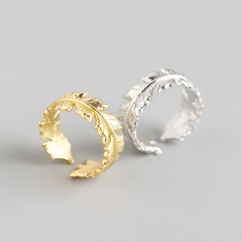 Lovcia Leaf Shape Adjustable Ring Gold Plated 18K Jewellery-Rings-Yellow Gold-Yellow Gold