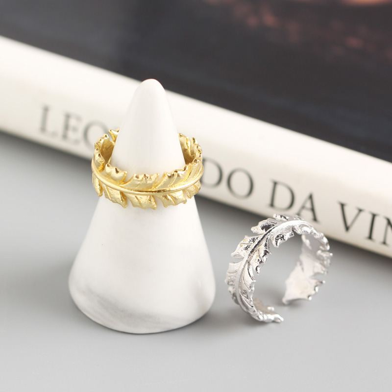 Lovcia Leaf Shape Adjustable Ring Gold Plated 18K Jewellery-Rings-Yellow Gold-Yellow Gold