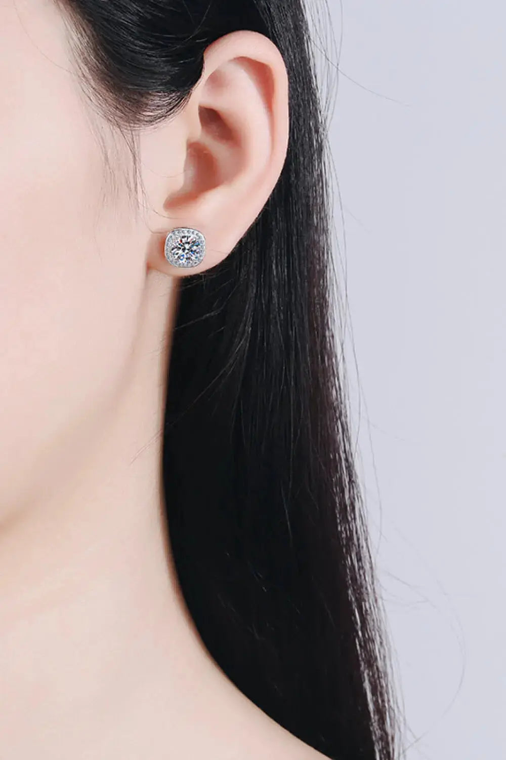 Lovcia Let Me Love You 1 Carat Moissanite Stud Earrings-Earrings-Silver-One Size-Silver