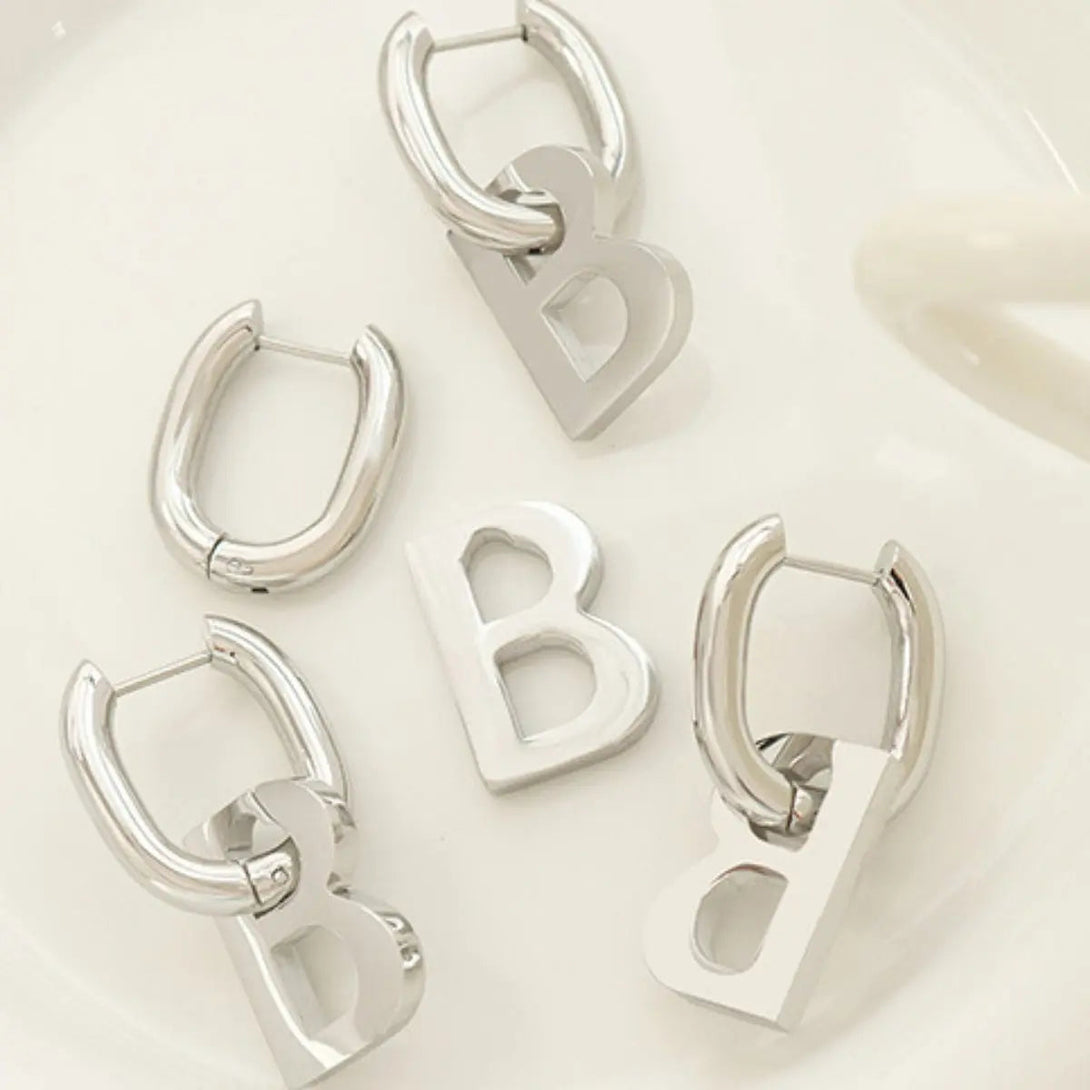 Lovcia Letter B Titanium Steel Earrings-Earrings-Gold-One Size-Gold