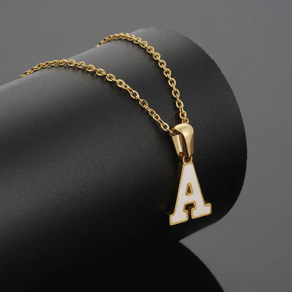 Lovcia Letter Pendant 18K Gold Plated Stainless Steel Necklace Fashion Jewellery for Women-Necklaces-Gold A With Chain-Gold A With Chain