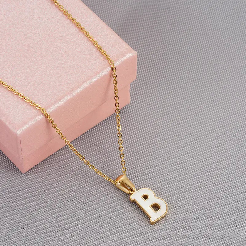 Lovcia Letter Pendant 18K Gold Plated Stainless Steel Necklace Fashion Jewellery for Women-Necklaces-Gold A With Chain-Gold A With Chain