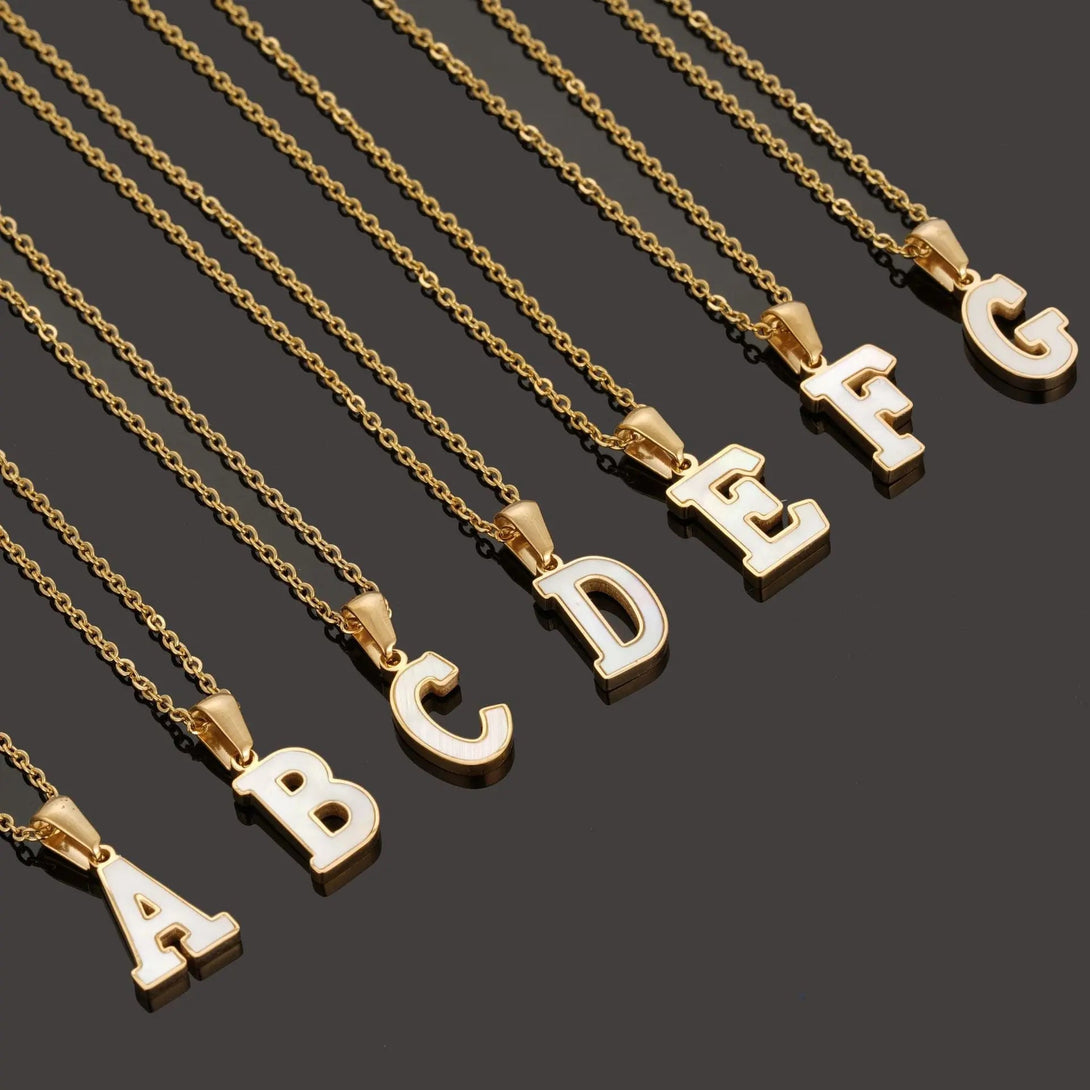 Lovcia Letter Pendant 18K Gold Plated Stainless Steel Necklace Fashion Jewellery for Women-Necklaces-Gold A With Chain-Gold A With Chain