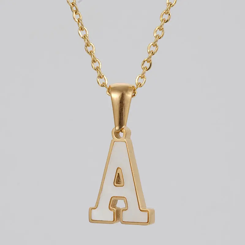 Lovcia Letter Pendant 18K Gold Plated Stainless Steel Necklace Fashion Jewellery for Women-Necklaces-Gold A With Chain-Gold A With Chain
