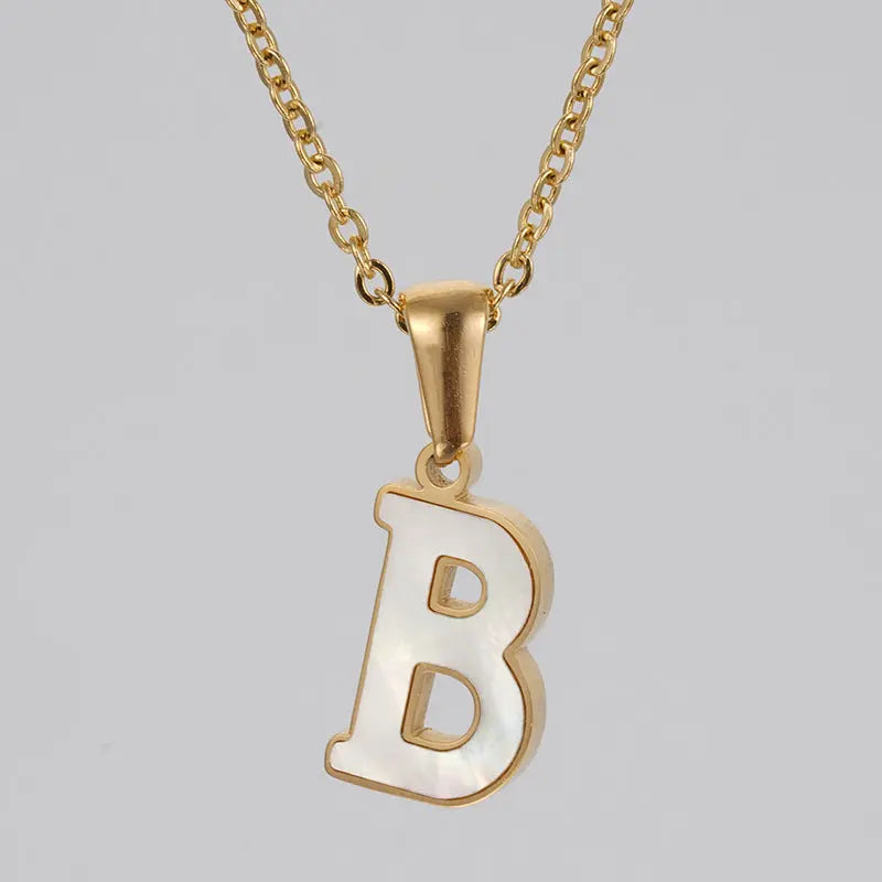 Lovcia Letter Pendant 18K Gold Plated Stainless Steel Necklace Fashion Jewellery for Women-Necklaces-Gold B With Chain-Gold B With Chain