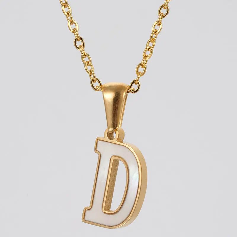 Lovcia Letter Pendant 18K Gold Plated Stainless Steel Necklace Fashion Jewellery for Women-Necklaces-Gold D With Chain-Gold D With Chain