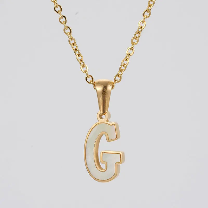 Lovcia Letter Pendant 18K Gold Plated Stainless Steel Necklace Fashion Jewellery for Women-Necklaces-Gold G With Chain-Gold G With Chain