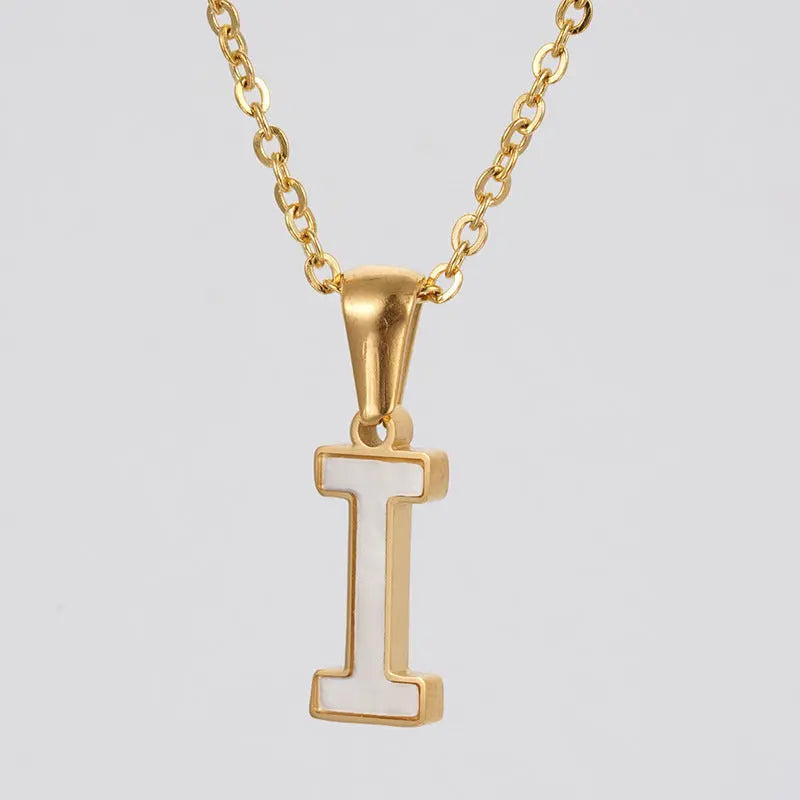 Lovcia Letter Pendant 18K Gold Plated Stainless Steel Necklace Fashion Jewellery for Women-Necklaces-Gold I With Chain-Gold I With Chain