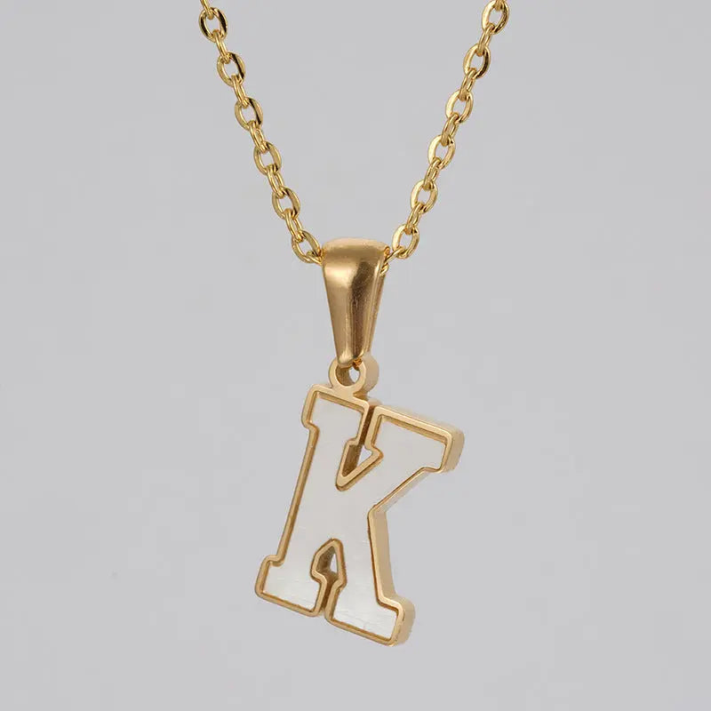 Lovcia Letter Pendant 18K Gold Plated Stainless Steel Necklace Fashion Jewellery for Women-Necklaces-Gold K With Chain-Gold K With Chain