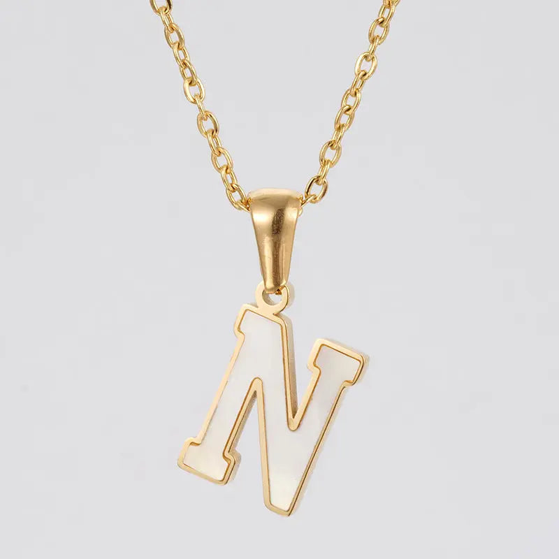 Lovcia Letter Pendant 18K Gold Plated Stainless Steel Necklace Fashion Jewellery for Women-Necklaces-Gold N With Chain-Gold N With Chain