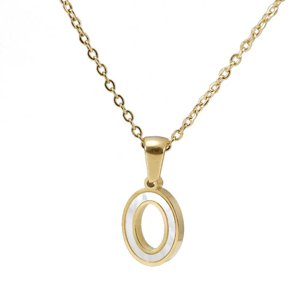 Lovcia Letter Pendant 18K Gold Plated Stainless Steel Necklace Fashion Jewellery for Women-Necklaces-Gold O With Chain-Gold O With Chain