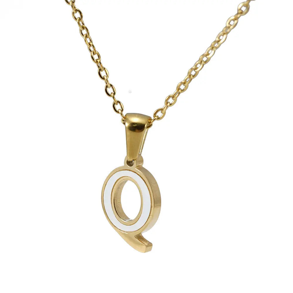 Lovcia Letter Pendant 18K Gold Plated Stainless Steel Necklace Fashion Jewellery for Women-Necklaces-Gold Q With Chain-Gold Q With Chain